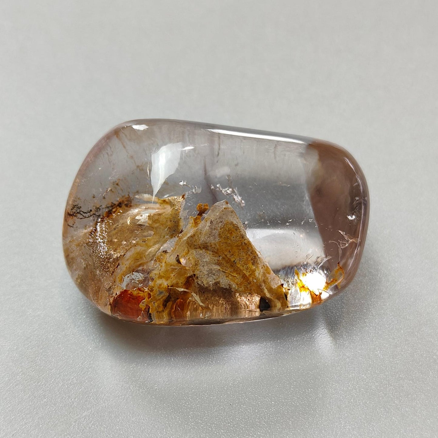 Rutile Amethyst Quartz Gemstone Tumble : 186.80cts Natural Untreated Purple Amethyst Uneven Shape 40*28mm