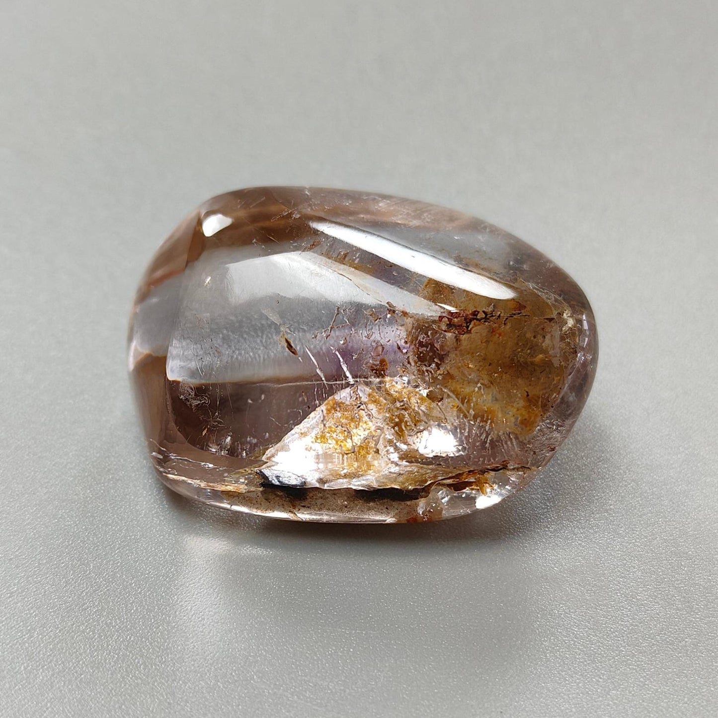 Rutile Amethyst Quartz Gemstone Tumble : 186.80cts Natural Untreated Purple Amethyst Uneven Shape 40*28mm