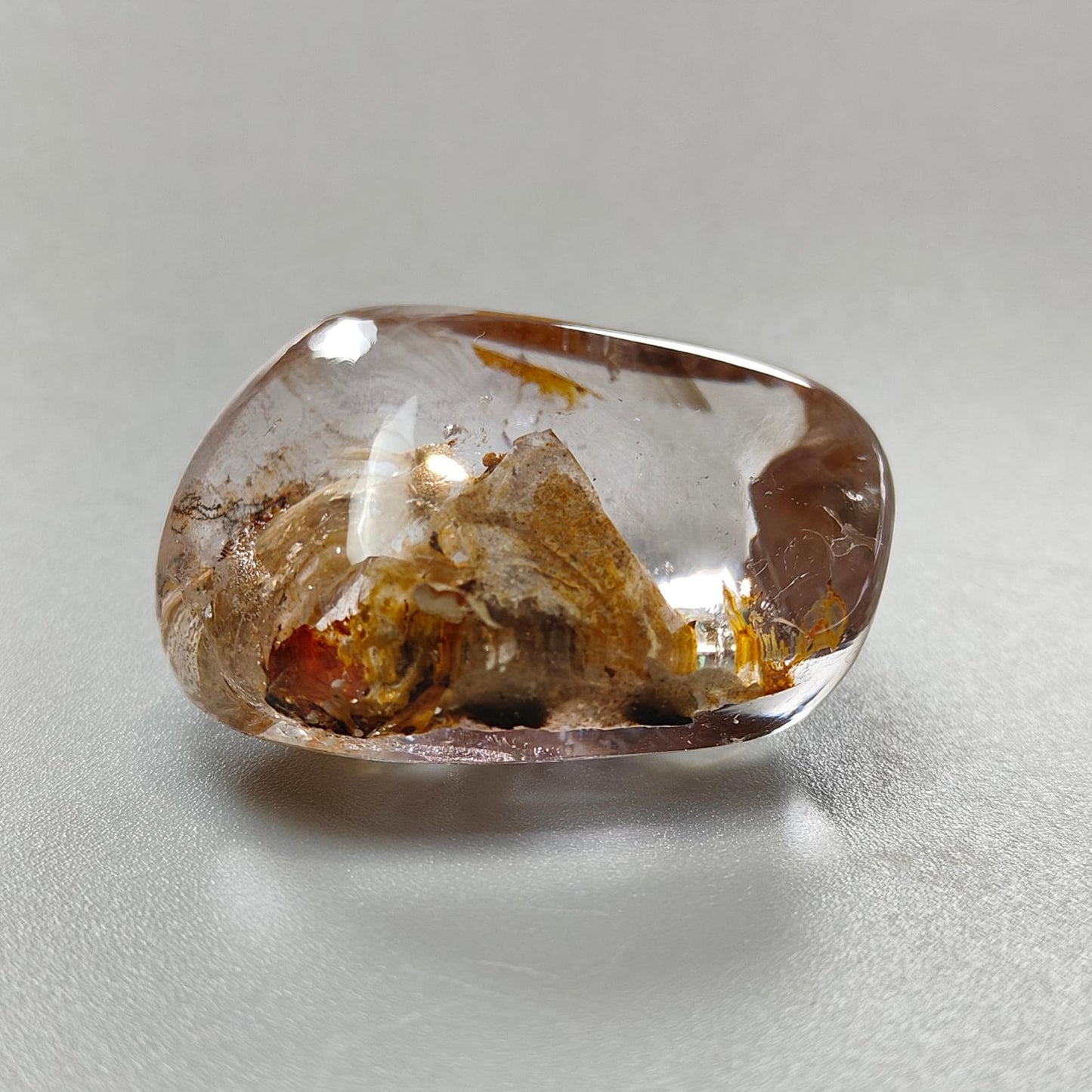 Rutile Amethyst Quartz Gemstone Tumble : 186.80cts Natural Untreated Purple Amethyst Uneven Shape 40*28mm