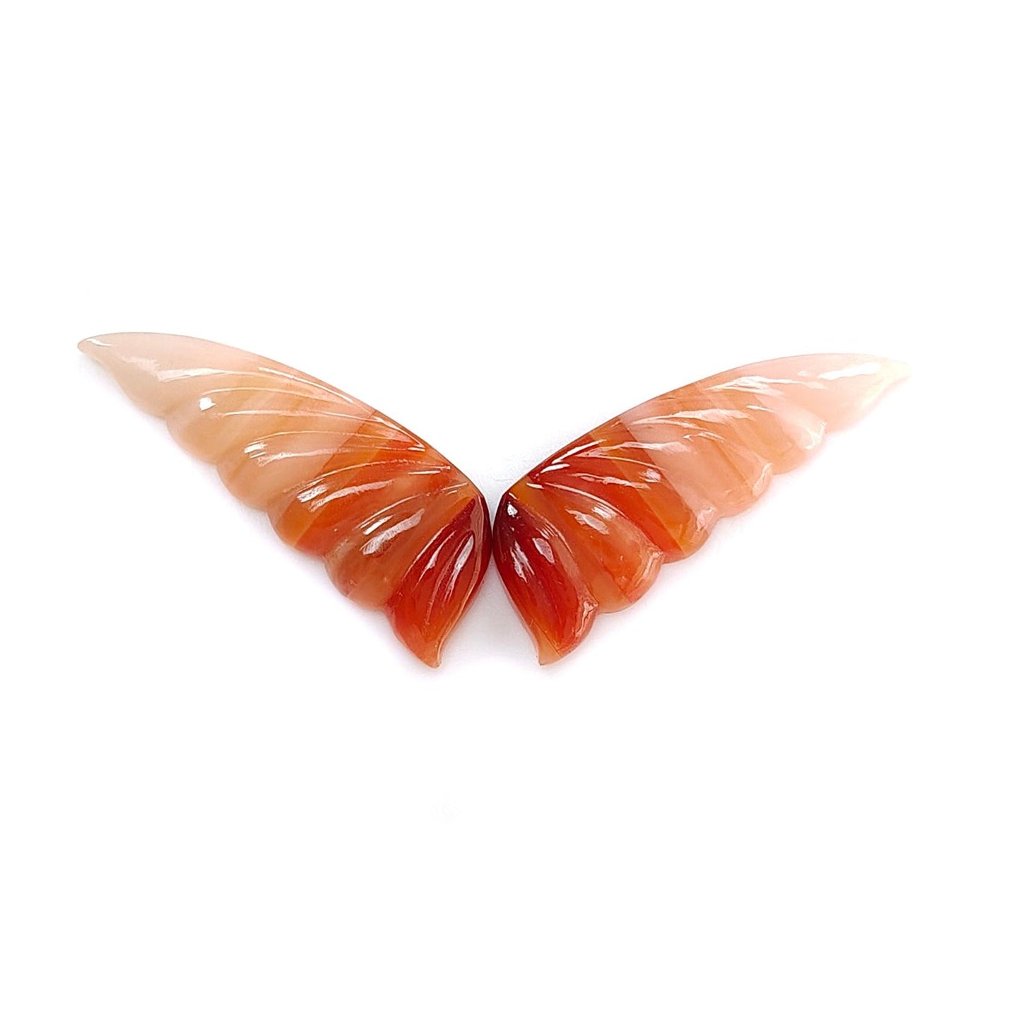 Multi Color Botswana Agate Gemstone Carving: Natural Untreated Bi-Color Agate Hand Carved Sea Shell & Butterfly 1pc, Pair for Jewelry