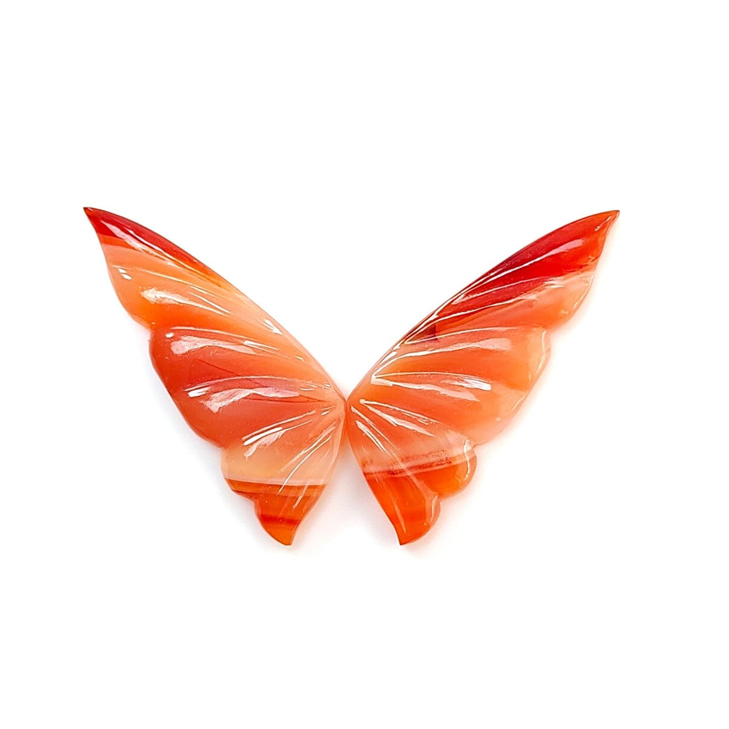 Peach Moonstone, Bi-Color Agate & Pink Opal Gemstone Carving: Natural Untreated Multi Color Gemstone Hand Carved Butterfly Pair for Jewelry