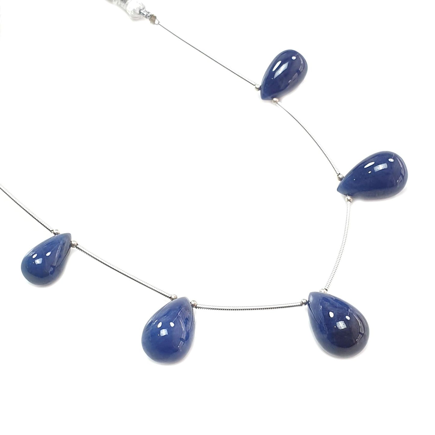 Blue Sapphire Smooth Loose Beads: 96.70cts Natural Untreated Sapphire Plain Teardrops 925 Silver Beads 15mm - 19mm September Birthstone