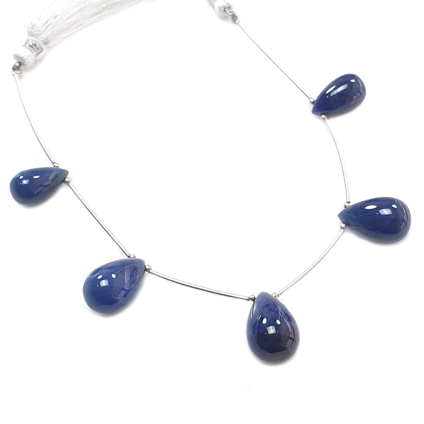 Blue Sapphire Smooth Loose Beads: 96.70cts Natural Untreated Sapphire Plain Teardrops 925 Silver Beads 15mm - 19mm September Birthstone