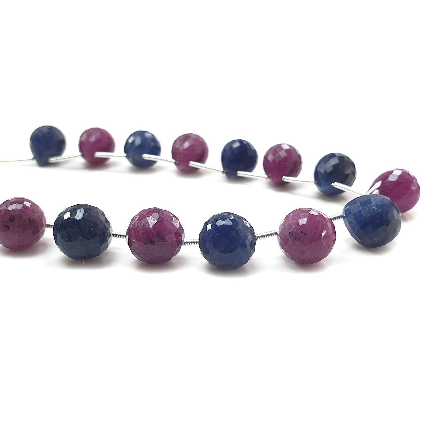 Blue Sapphire, Ruby Faceted Loose Beads: 189.00cts Natural Untreated Unheated Sapphire Checker Cut Teardrop Beads 12mm
