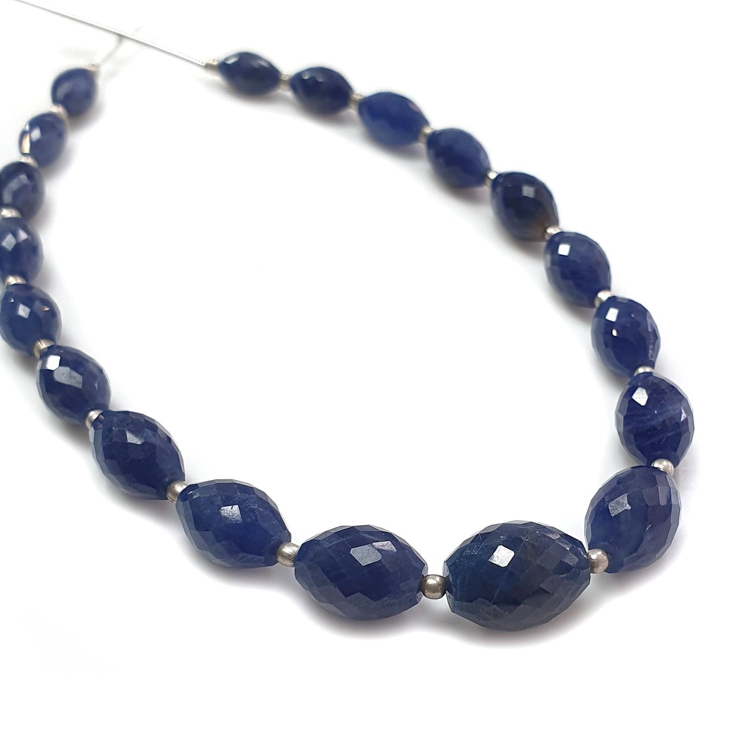Blue Sapphire Faceted Loose Beads: 93.30cts Natural Untreated Sapphire Checker Cut Fancy Beads 8mm - 12mm 8.75" Strand September Birthstone