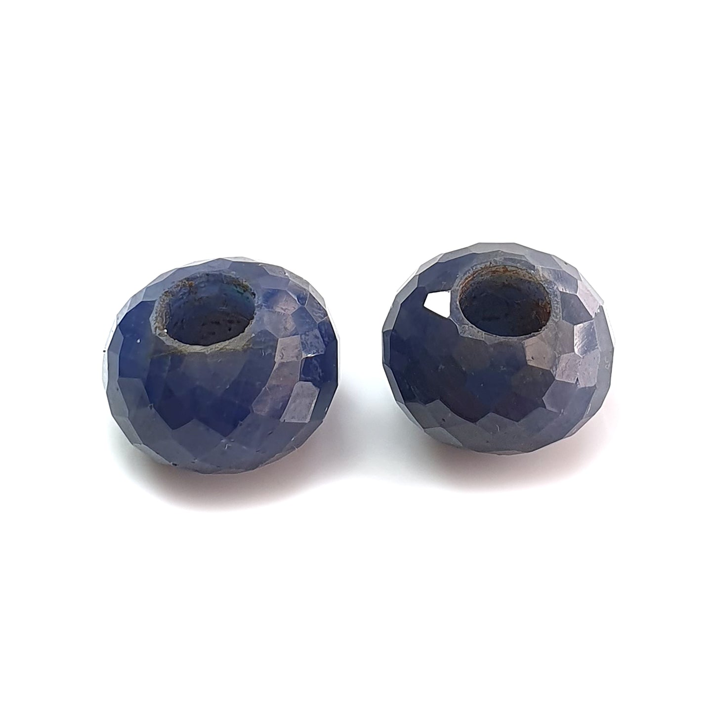 blue sapphire round checker cut beads