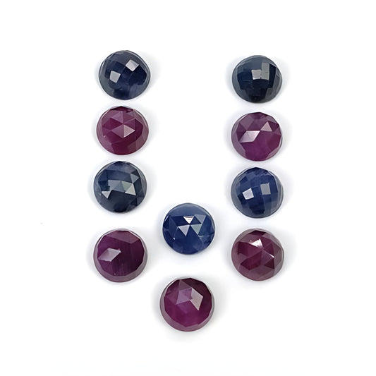 ruby, sapphire round rose cut