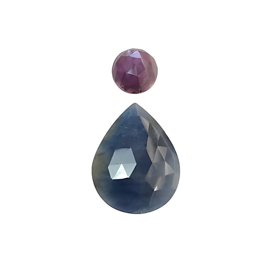 sapphire pear, round rose cut slices