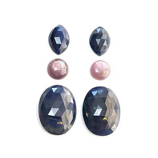 blue sapphire uneven rose cut
