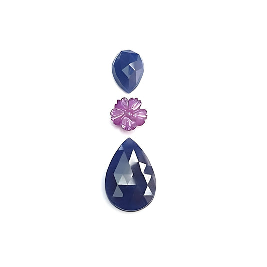 blue sapphire pear rose cut