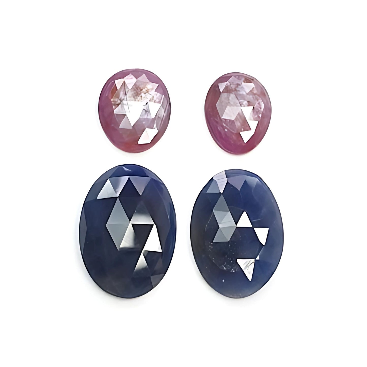 ruby, sapphire oval rose cut slices