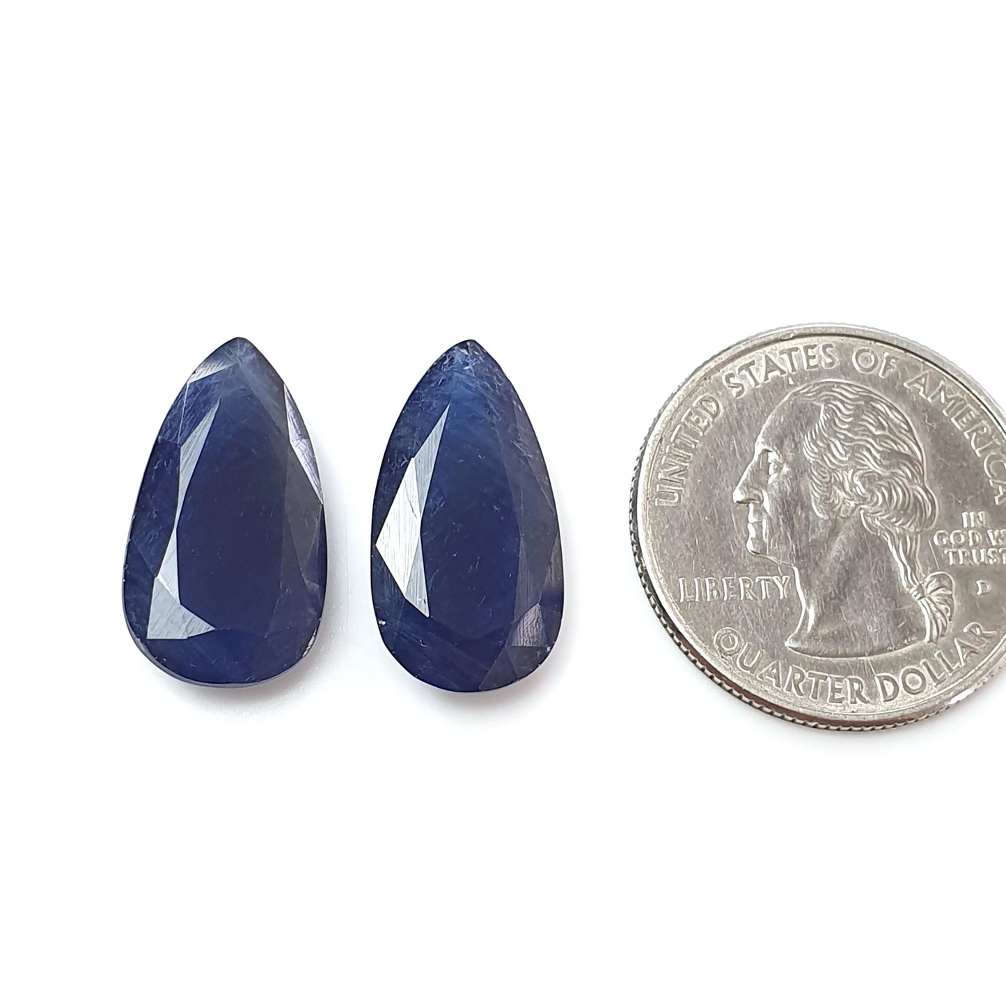 Blue Sapphire Gemstone Fancy Cut :21.70cts Natural Untreated  Sapphire Both Side Faceted Pear Shape Pair 20*11mm For Jewelry