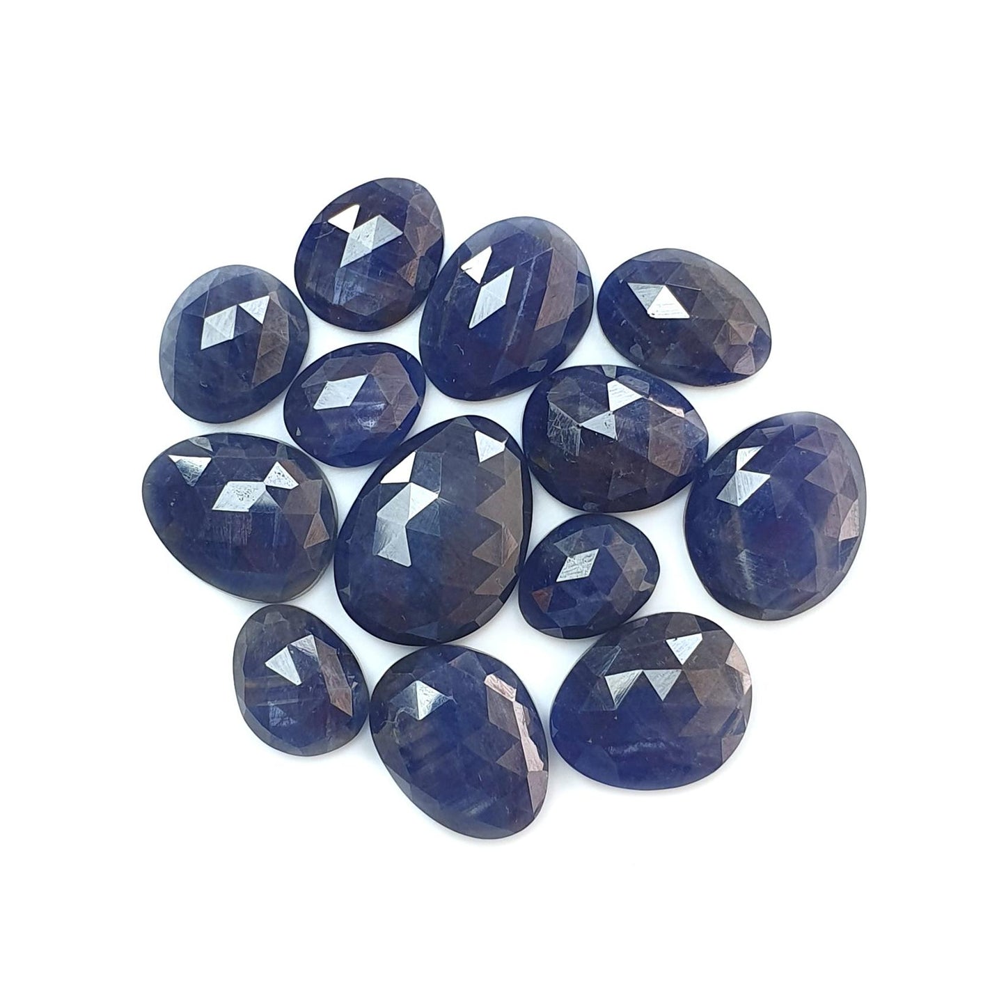 Blue, Pink Sapphire Gemstone Rose Cut Slices: Natural Untreated Unheated Sapphire Fancy Shape Faceted Lots for Jewelry September Birthstone