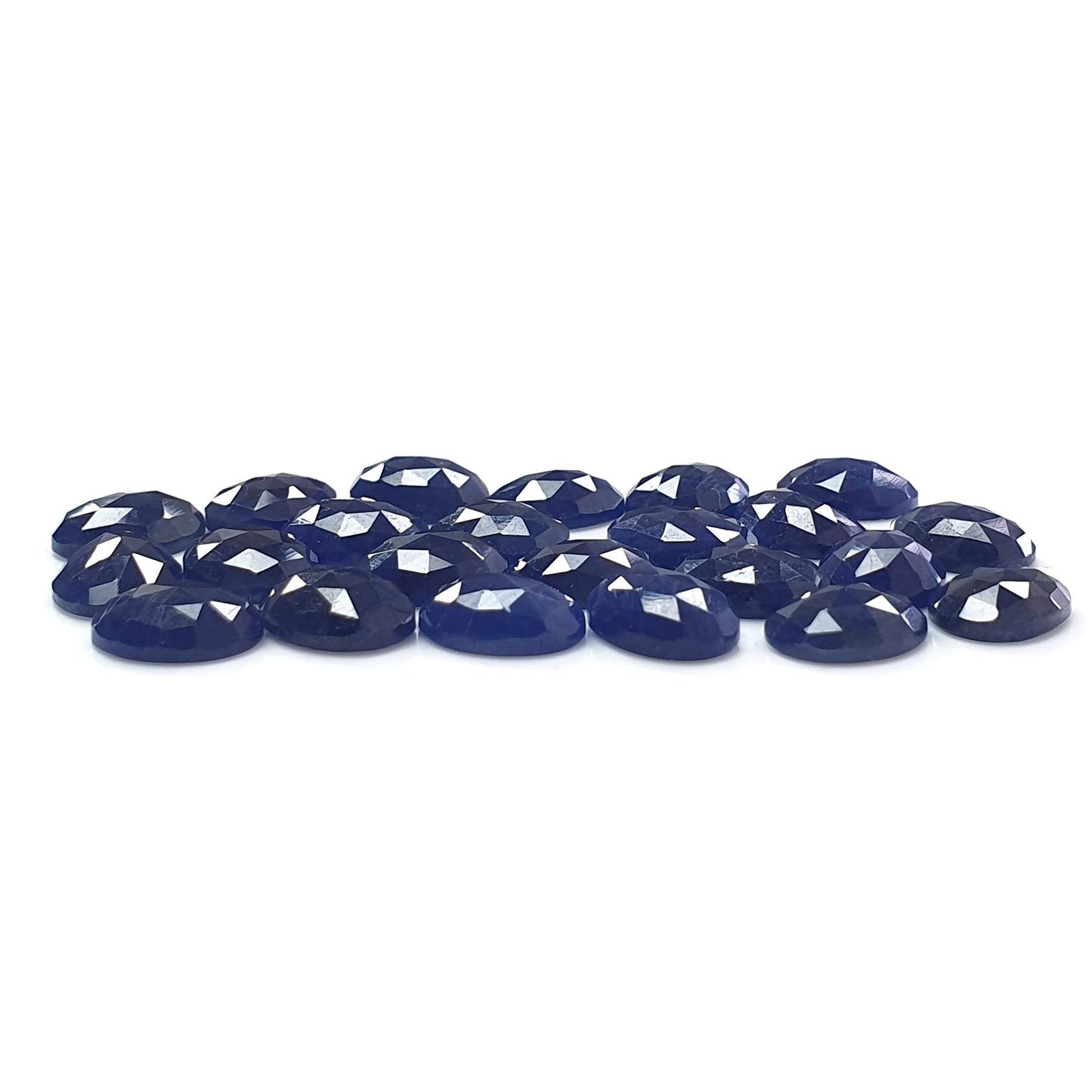 Blue Sapphire Gemstone Rose Cut Slices: 47.40cts Natural Untreated Sapphire Oval Shape Faceted 9*7mm 23pcs Lot September Birthstone