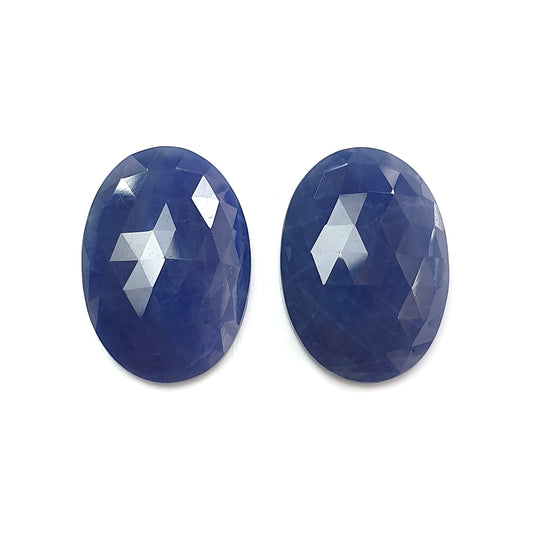 blue sapphire oval rose cut slices