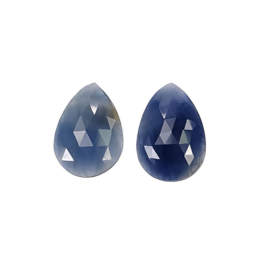 blue sapphire pear rose cut slices