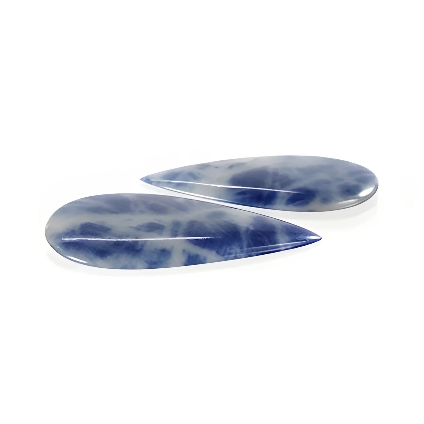 63.70cts Natural Untreated Blue Sapphire Gemstone Pear Shape Cabochon 41*26mm Pair