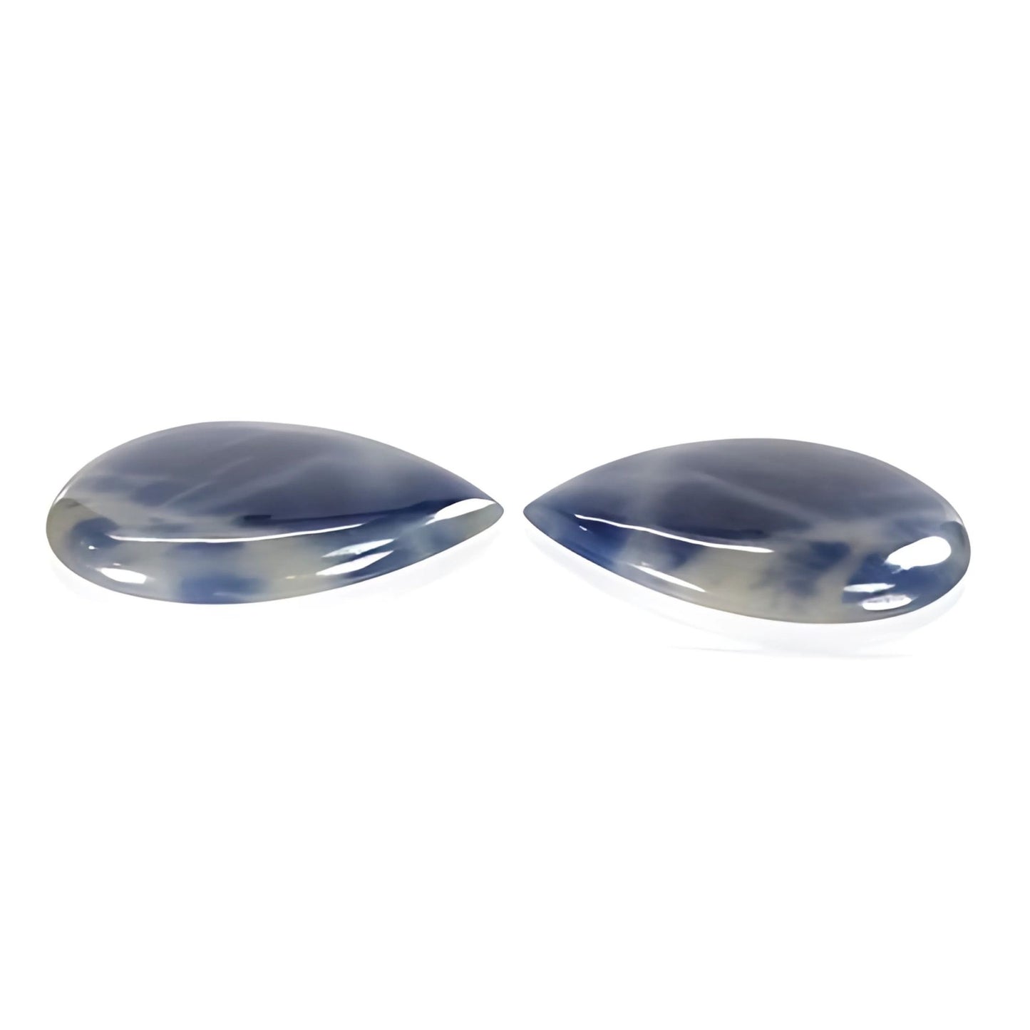 101.10cts Natural Untreated Blue Sapphire Gemstone Heart Shape Cabochon 34*33mm Pair