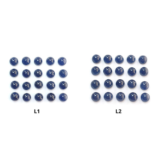 Blue Sapphire Gemstone Cabochon: Natural Untreated Unheated Sapphire Round Shape Cabochon 6mm & 7mm 20pcs Lots for Jewelry