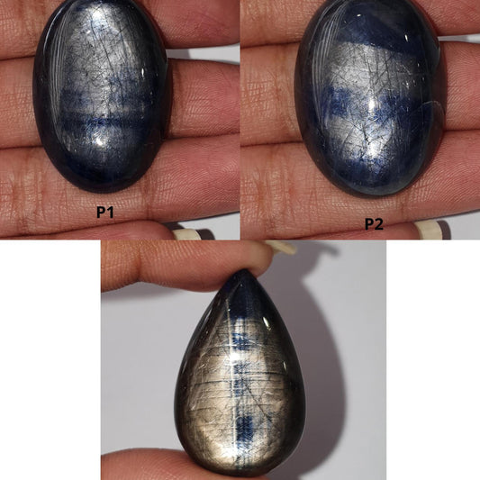 Star Sapphire Gemstone Cabochon: Natural Untreated Blue, Golden Brown Sapphire Oval Pear Shape Cabochon 1pc for Jewelry September Birthstone