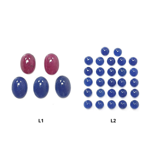 Blue Sapphire, Ruby Gemstone Cabochon: Natural Untreated Sapphire Oval, Round Shape Lots for Jewelry September Birthstone
