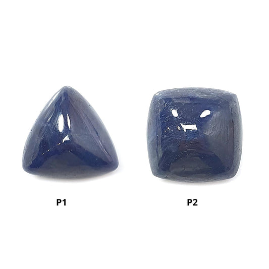 Blue Sapphire Gemstone Cabochon: Natural Untreated Sapphire Cushion, Triangle Shape 1pc for Jewelry September Birthstone