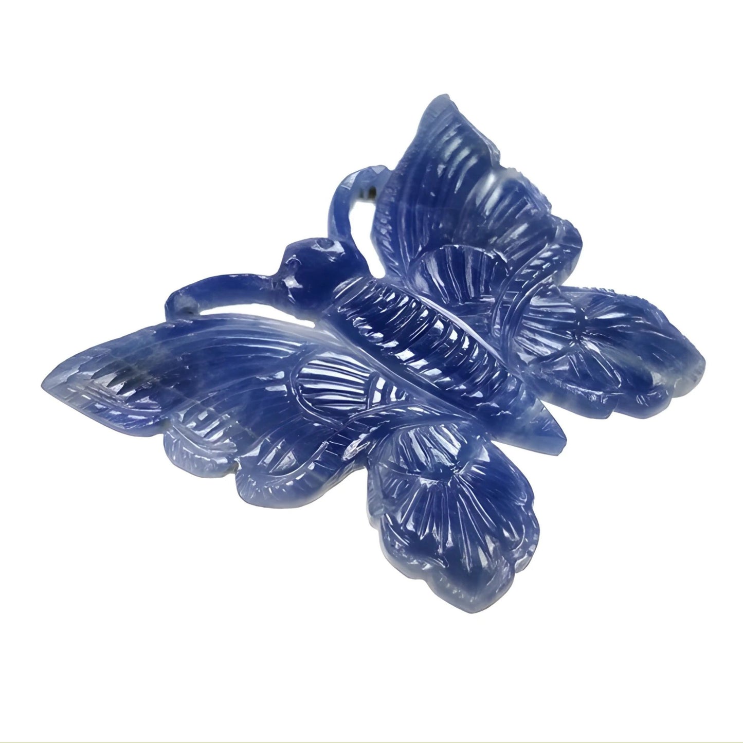 42.50cts Blue Sapphire Gemstone Natural Untreated Carving Butterfly Shape 35*45mm 1pc for Jewelry