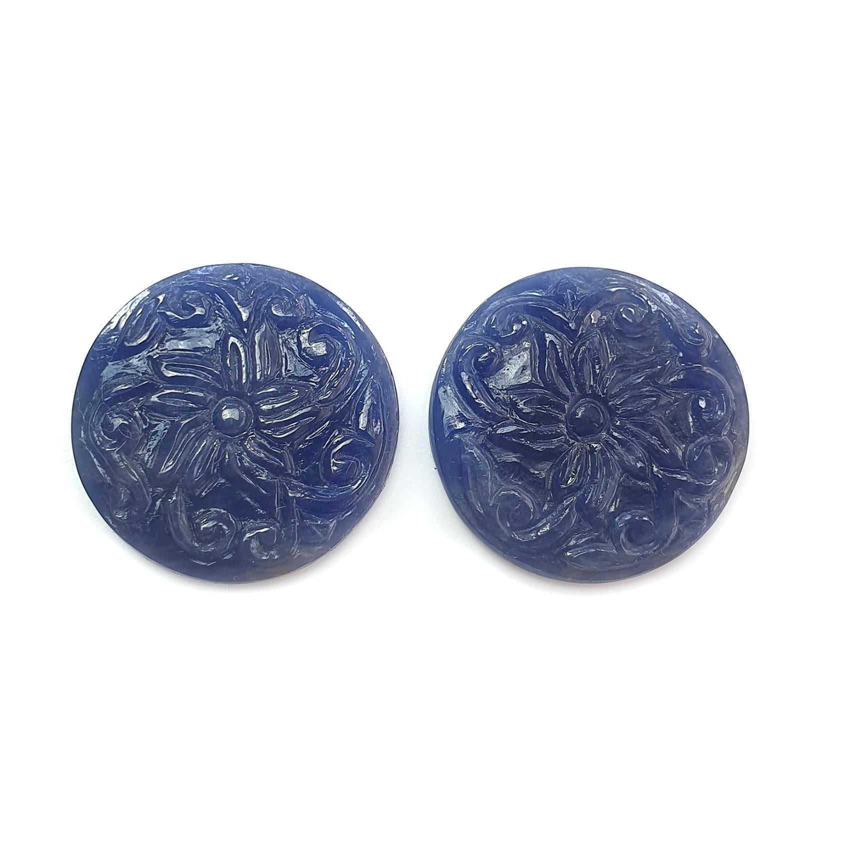 Blue Sapphire Round Carving