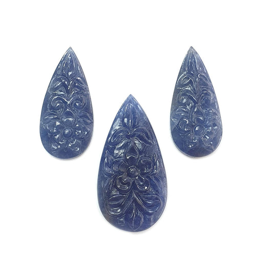 Blue Sapphire Pear Carving