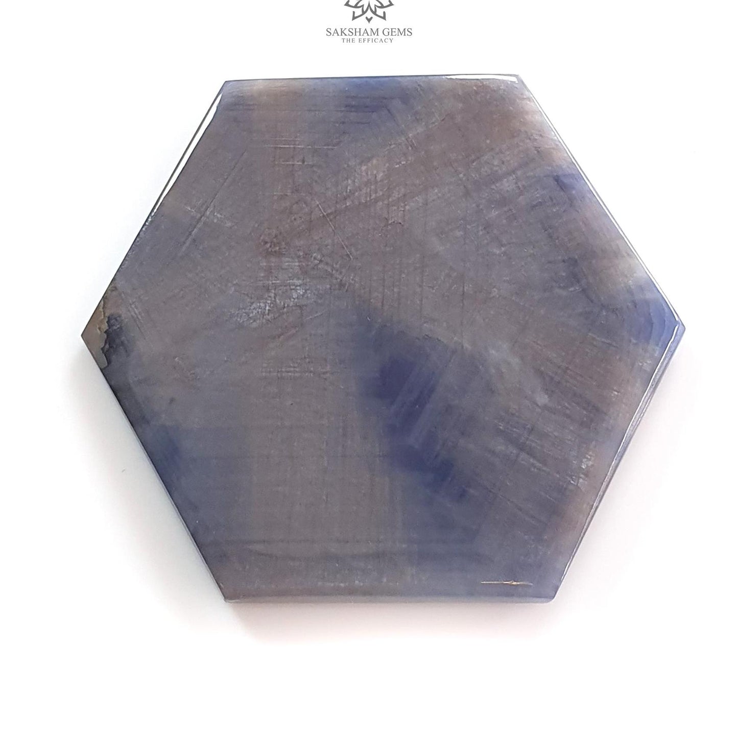 BLUE SAPPHIRE Gemstone Trapiche Specimen : 229.20cts Natural Untreated Unheated Blue Gray Sapphire Hexagon Corundum Rough Specimen 63*54mm