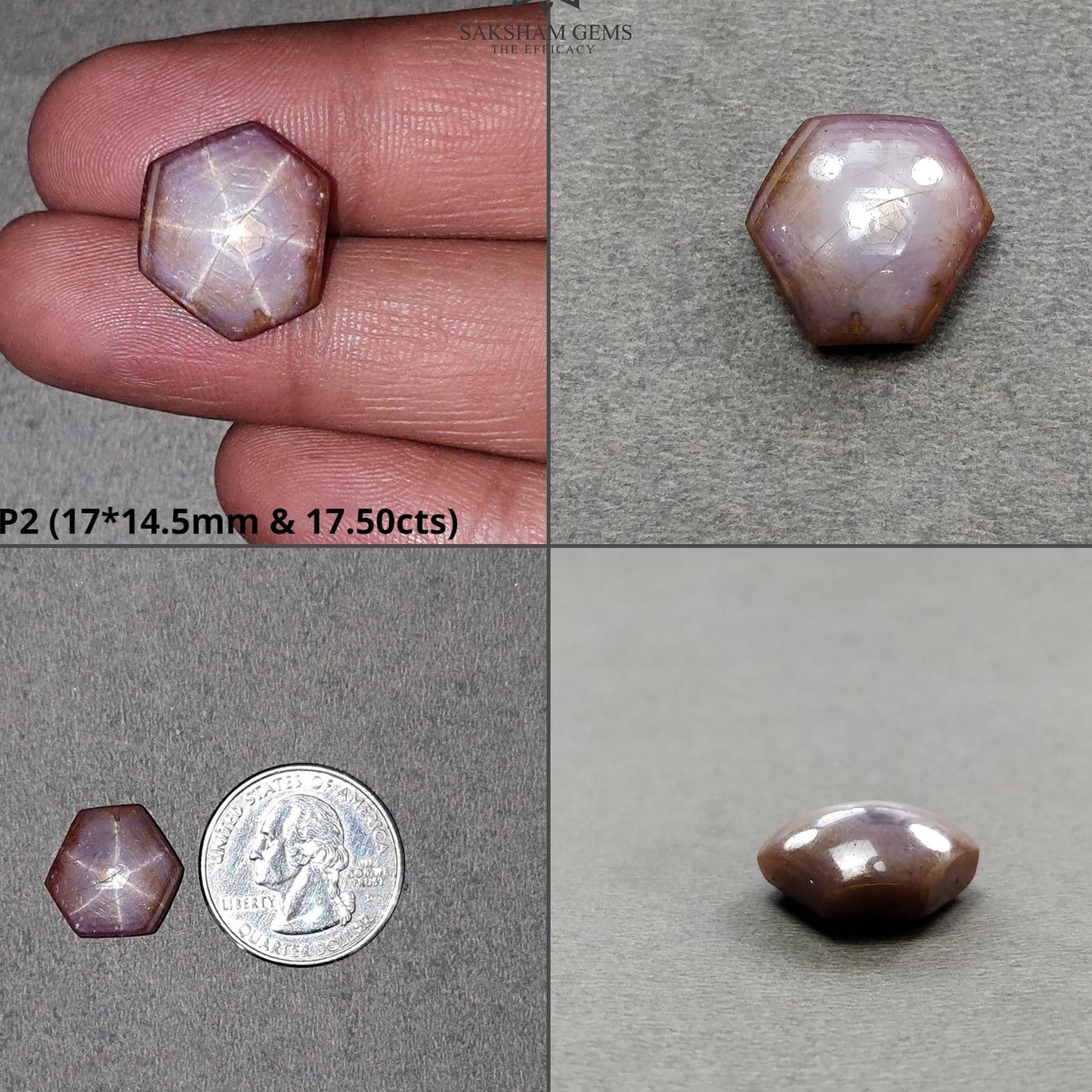 Milky Star Ruby Gemstone Cabochon : 15cts - 17cts Natural Untreated Unheated 6Ray Star Ruby Hexagon Shape