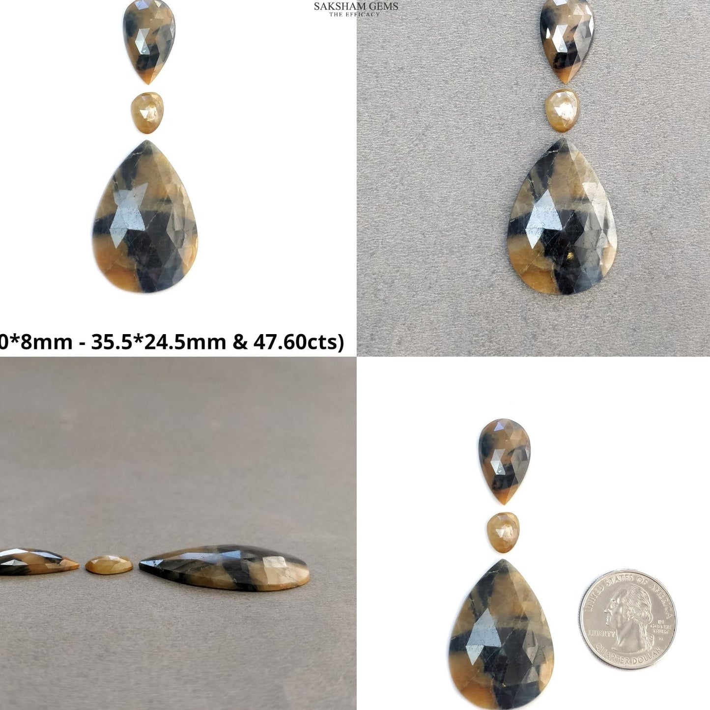 Multi Sapphire Gemstone Rose Cut : Natural Untreated Unheated Sapphire Bi-Color Pear Shape Sets For Jewelry