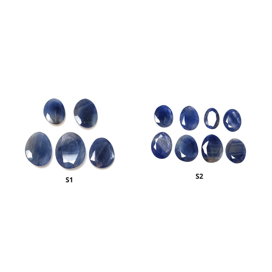 Silver Blue Sheen Sapphire Gemstone Normal & Rose Cut : Natural Untreated Unheated Sapphire Both Side Cut Uneven Egg Shape