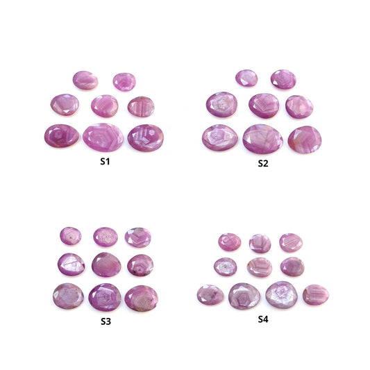 Raspberry Sapphire Gemstone Normal Cut : Natural Untreated Unheated Pink Sheen Sapphire Egg Shape Lots