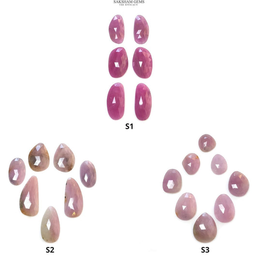 Pink Sapphire Gemstone Rose Cut : Natural Untreated Unheated Pear Oval & Uneven Shape Lots
