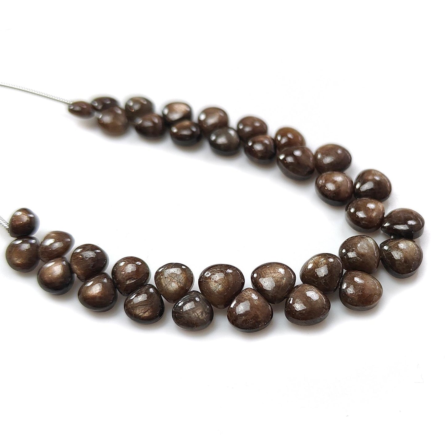 Golden Chocolate Sapphire Smooth Loose Beads: 54.60cts (Approx) Natural Untreated Sapphire Gemstone Cushion Shape Beads 5mm-7mm 5.5" Strand