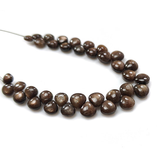 Golden Chocolate Sapphire Smooth Loose Beads: 54.60cts (Approx) Natural Untreated Sapphire Gemstone Cushion Shape Beads 5mm-7mm 5.5" Strand