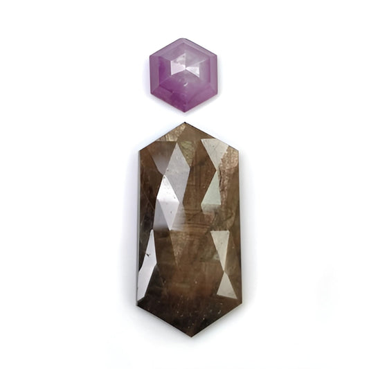 chocolate sapphire Hexagon rose cut