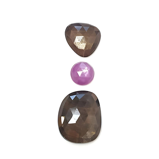 chocolate sapphire fancy rose cut slices