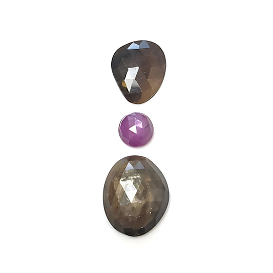 chocolate sapphire fancy rose cut slices