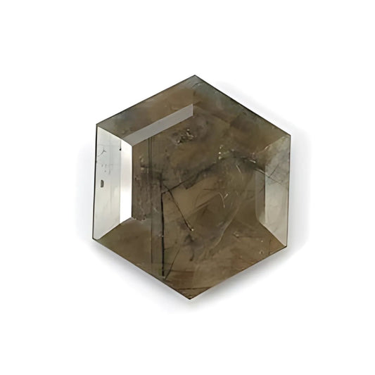 chocolate sapphire hexagon faceted cut