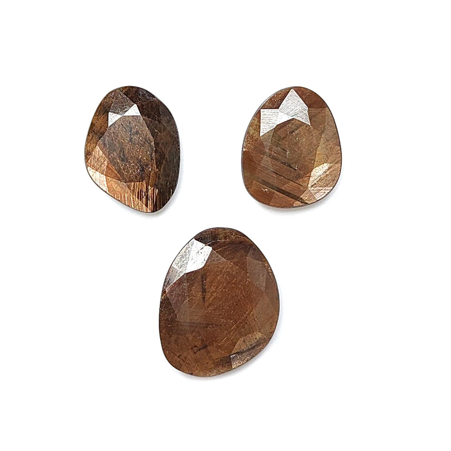 Golden Brown Chocolate Sapphire Gemstone Faceted Cut: Natural Untreated Unheated Sapphire Fancy Shape 3pcs, 5pcs Set for Jewelry