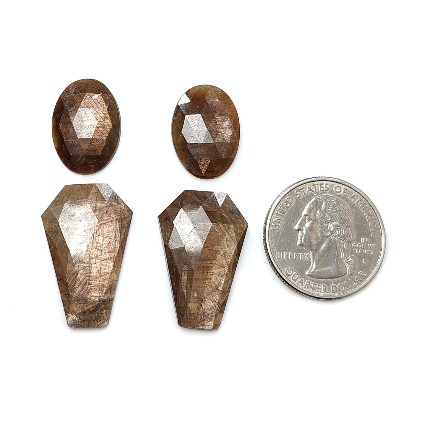 Golden Brown Chocolate Sapphire Gemstone Rose Cut Slices: 51.20cts Natural Untreated Sapphire Fancy Shape 19.5*13.5mm - 27*18mm 4pcs Set