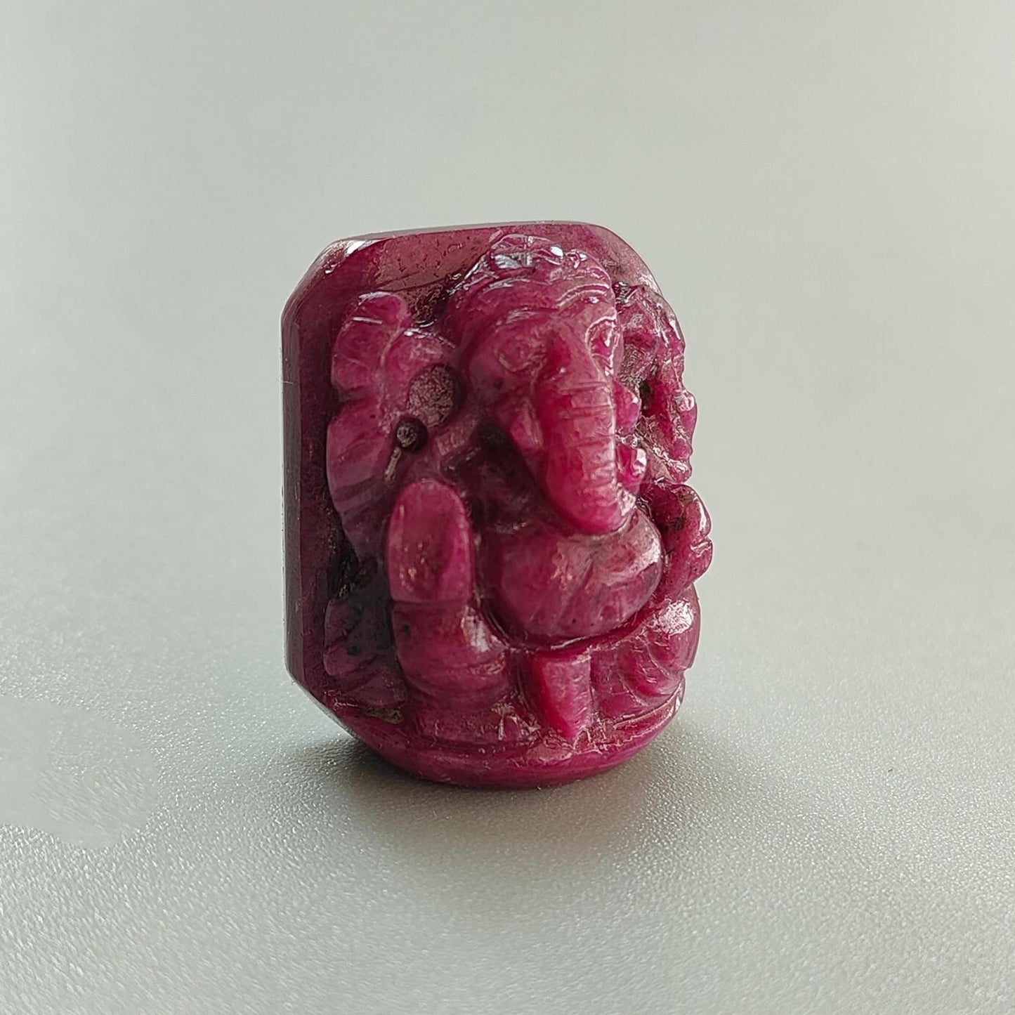 Ruby Gemstone Sculpture Figurine: 82.90cts Natural Untreated Ruby Lord Ganesha Idol Carving 26*21mm July Birthstone
