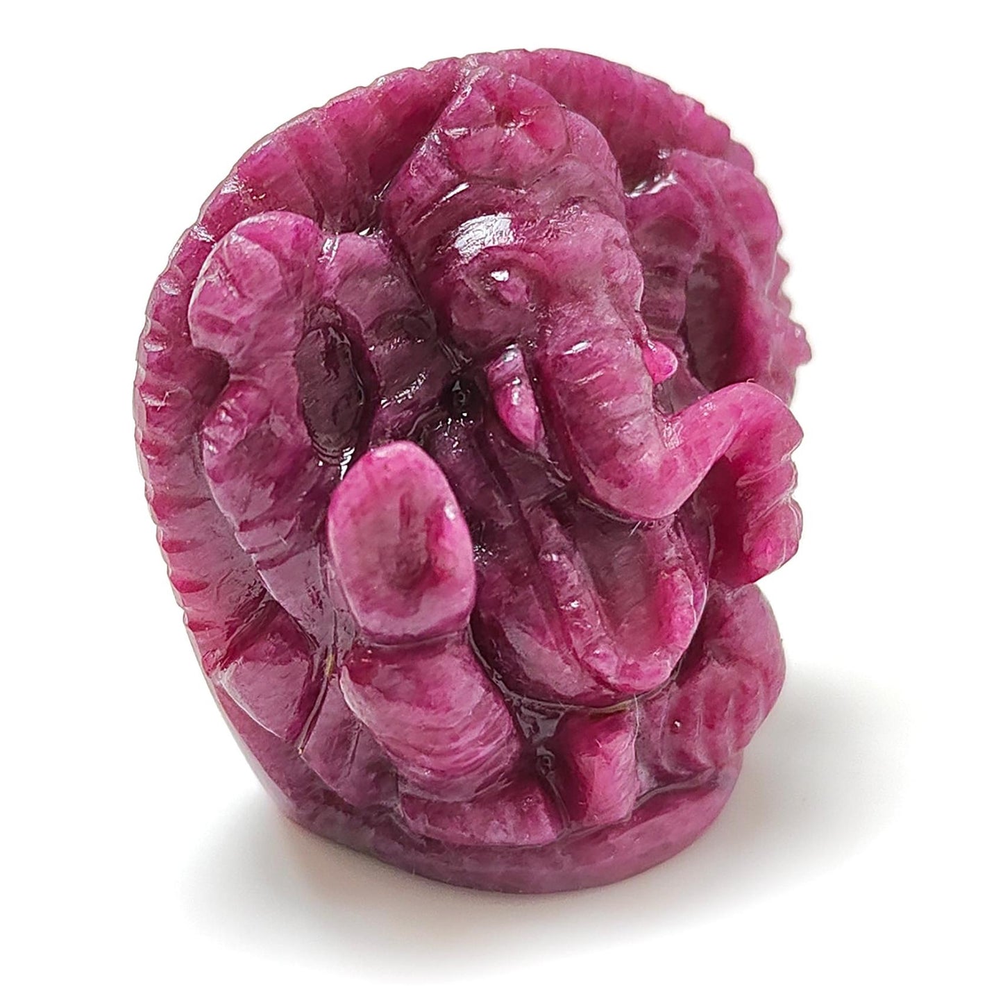 Ruby Gemstone Sculpture Figurine: 128.10cts Natural Untreated Ruby Lord Ganesha Idol Carving 31*30mm July Birthstone