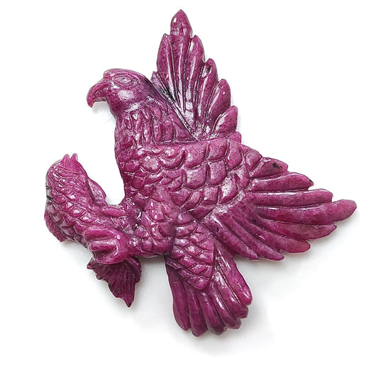 Ruby Gemstone Sculpture Figurine: 92.00cts Natural Untreated Ruby Bird Carving 41*35mm July Birthstone