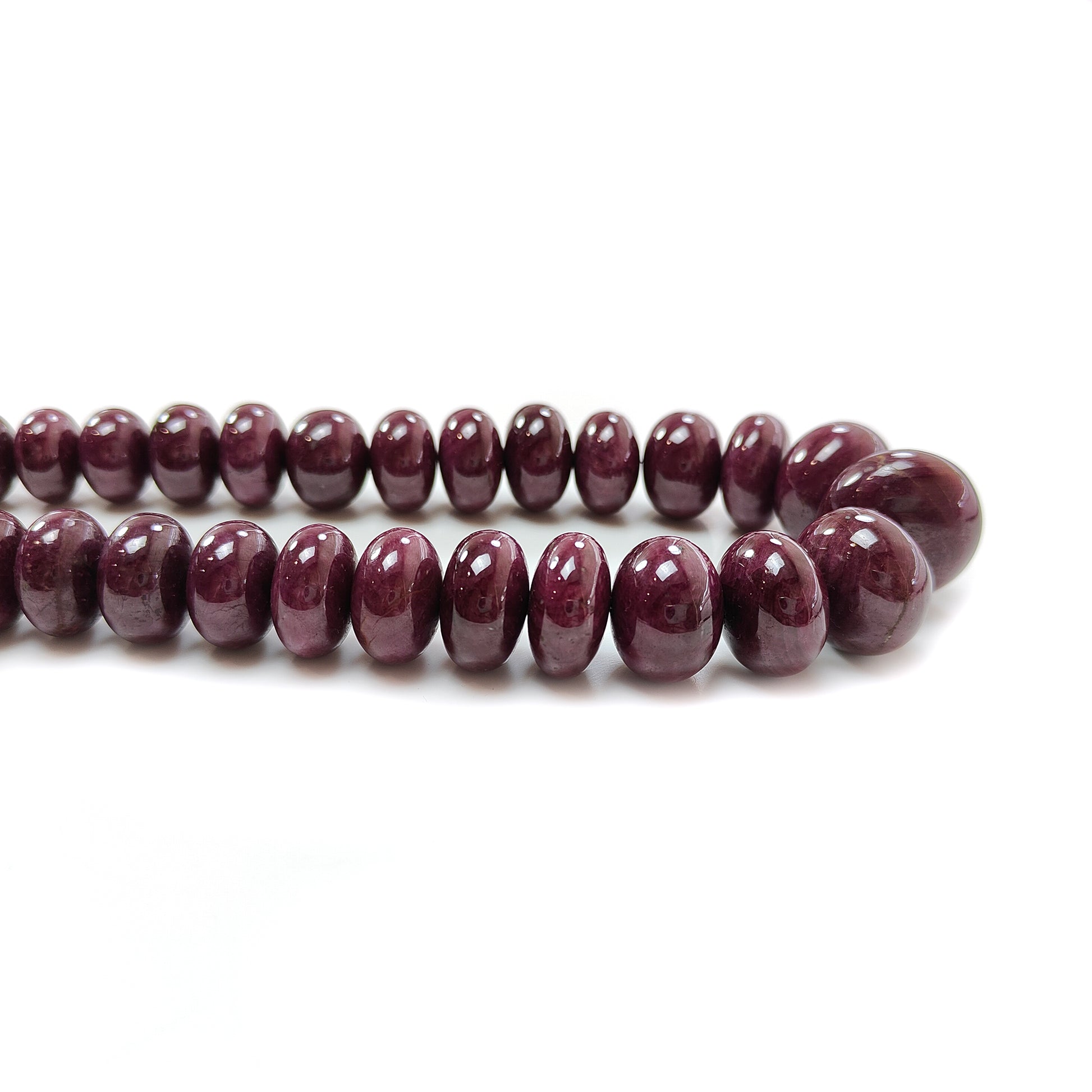 red ruby plain rondelle beads necklace