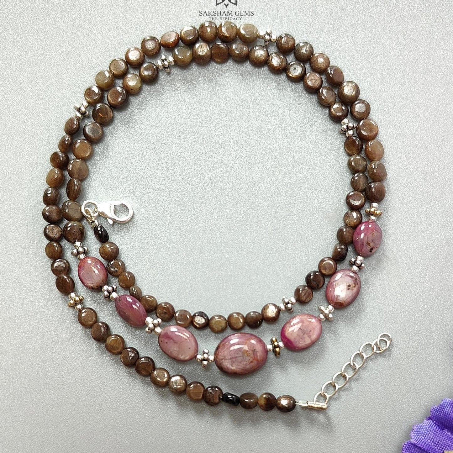 Golden Sapphire Gemstone Beads Necklace : 80.00cts Natural Untreated Star Ruby Plain Round Oval Shapes 925 Sterling Silver 4mm - 5mm 18"