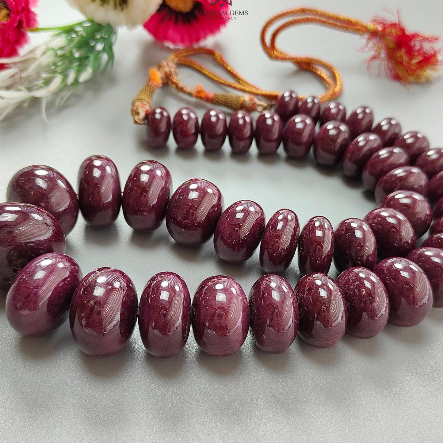 Ruby Gemstone Rondelle Necklace : 2239.90cts Natural Untreated Red Ruby Plain 15mm-29mm 20"