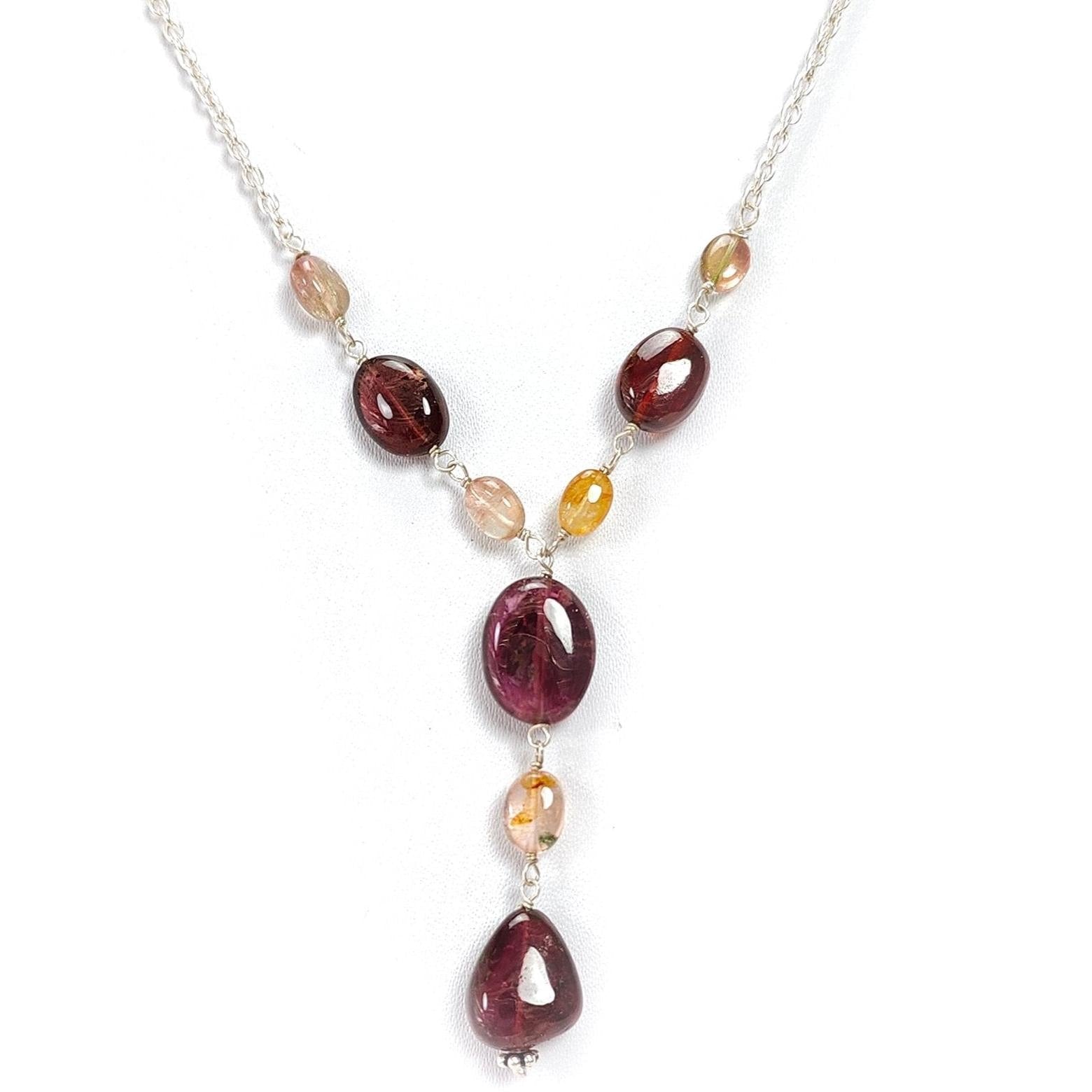 Rubellite Pink Tourmaline Beads Chain Necklace 45.50cts